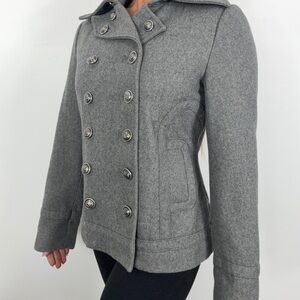 Women's Gray Double-Breasted Peacoat